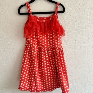 Elle Red Dress with Heart Pattern